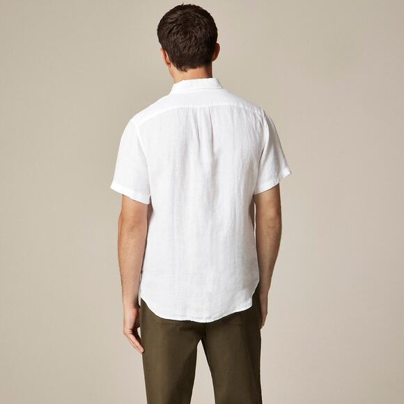 J. Crew Men's Short-Sleeve Baird McNutt Irish Linen Shirt White Size Medium NWOT - Picture 2 of 13